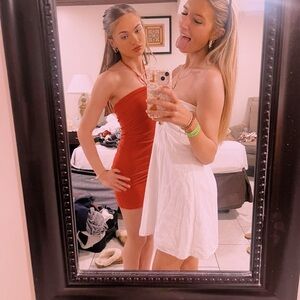 Wild Fable Red and White Strapless Dresses